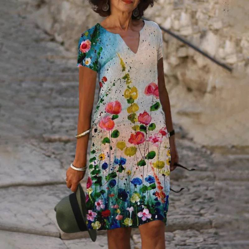 Kurzärmliges Sommerkleid Mit Blumenmuster Für Damen | Mini