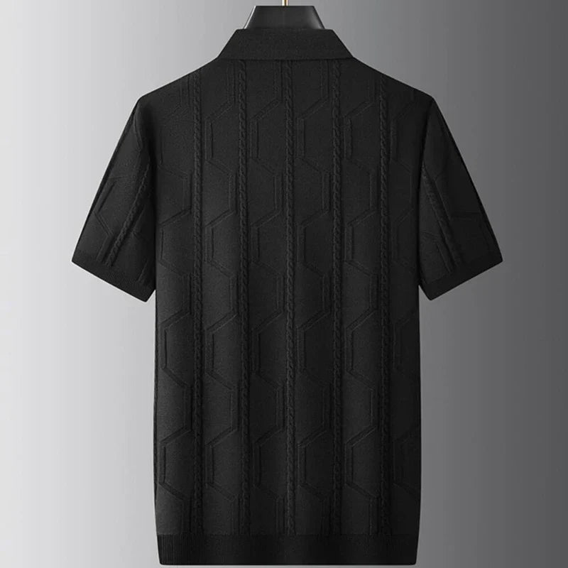 Jacquard Kurzarm Herren Poloshirt