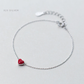 Verstellbares rotes Herz-Charme-Armband aus 925er Sterlingsilber