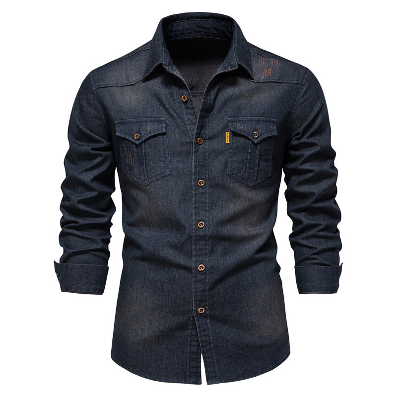 Isak Denim-Hemd mit Knopfleiste