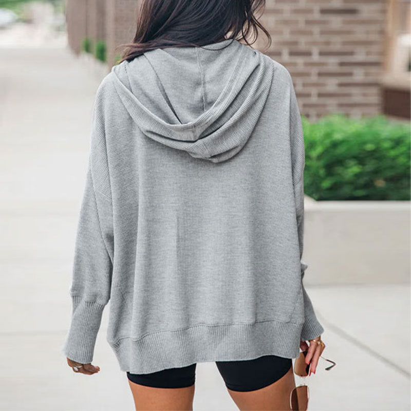 Damen Kapuzenpullover mit Knopfleiste und praktischen Taschen WW
