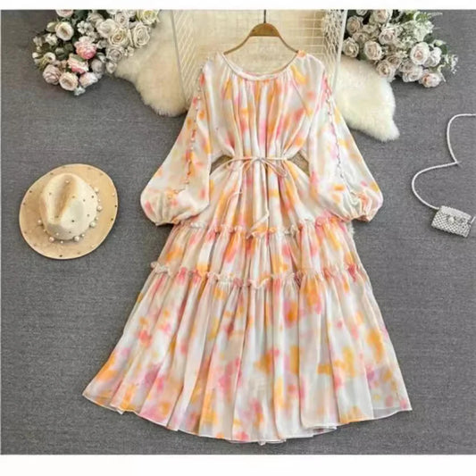 Plissee Sommerkleid Mit Blumenmuster Für Damen | Maxi