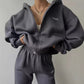 Damen lässiger Oversized Hoodie mit durchgehendem Reißverschluss und praktischen Kängurutaschen WW