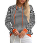 Damen gestreifter Hoodie mit lässigem Schnitt und kontrastierenden Details WW