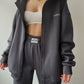 Damen lässiger Oversized Hoodie mit durchgehendem Reißverschluss und praktischen Kängurutaschen WW