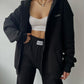 Damen lässiger Oversized Hoodie mit durchgehendem Reißverschluss und praktischen Kängurutaschen WW