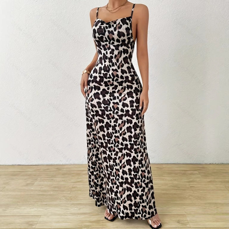 Damen Maxikleid Leopard Druck - Dísella