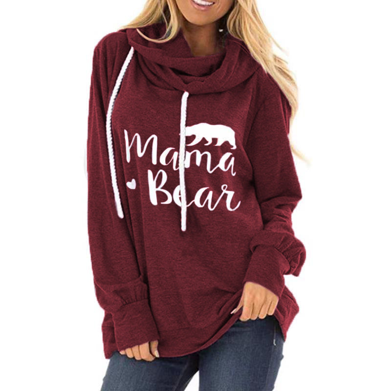 Damen lässiges Kapuzenshirt mit tiefem Ausschnitt und einzigartigem Druck WW