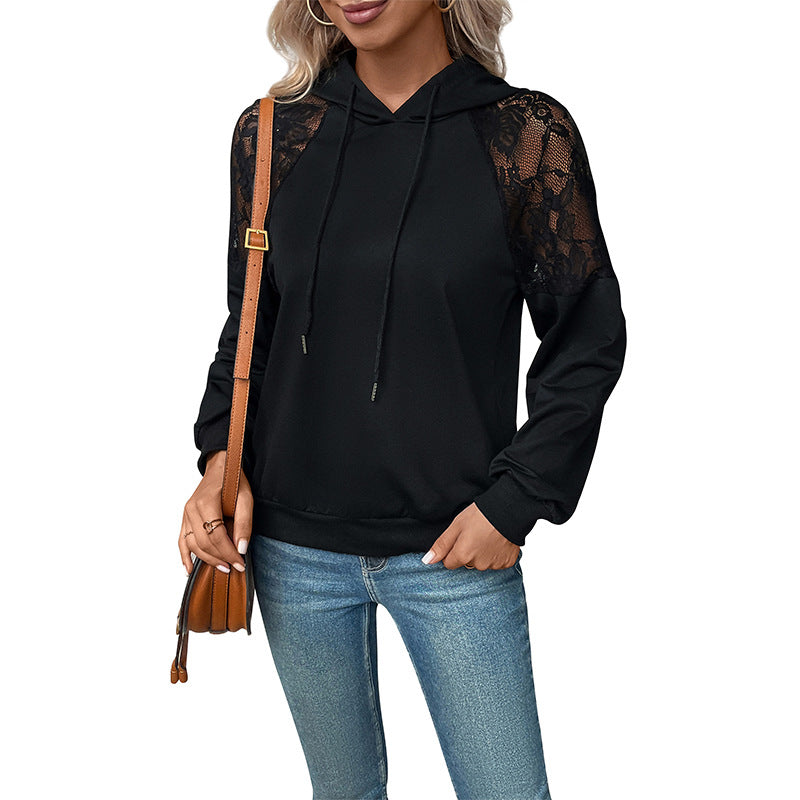 Damen Kapuzenpullover mit eleganter Spitzen-Details WW