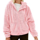Damen Flauschige Kapuzenjacke mit praktischen Taschen und Reisverschluss WW