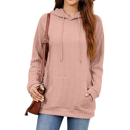 Damen Hoodie mit strukturiertem Muster und praktischer Kängurutasche WW