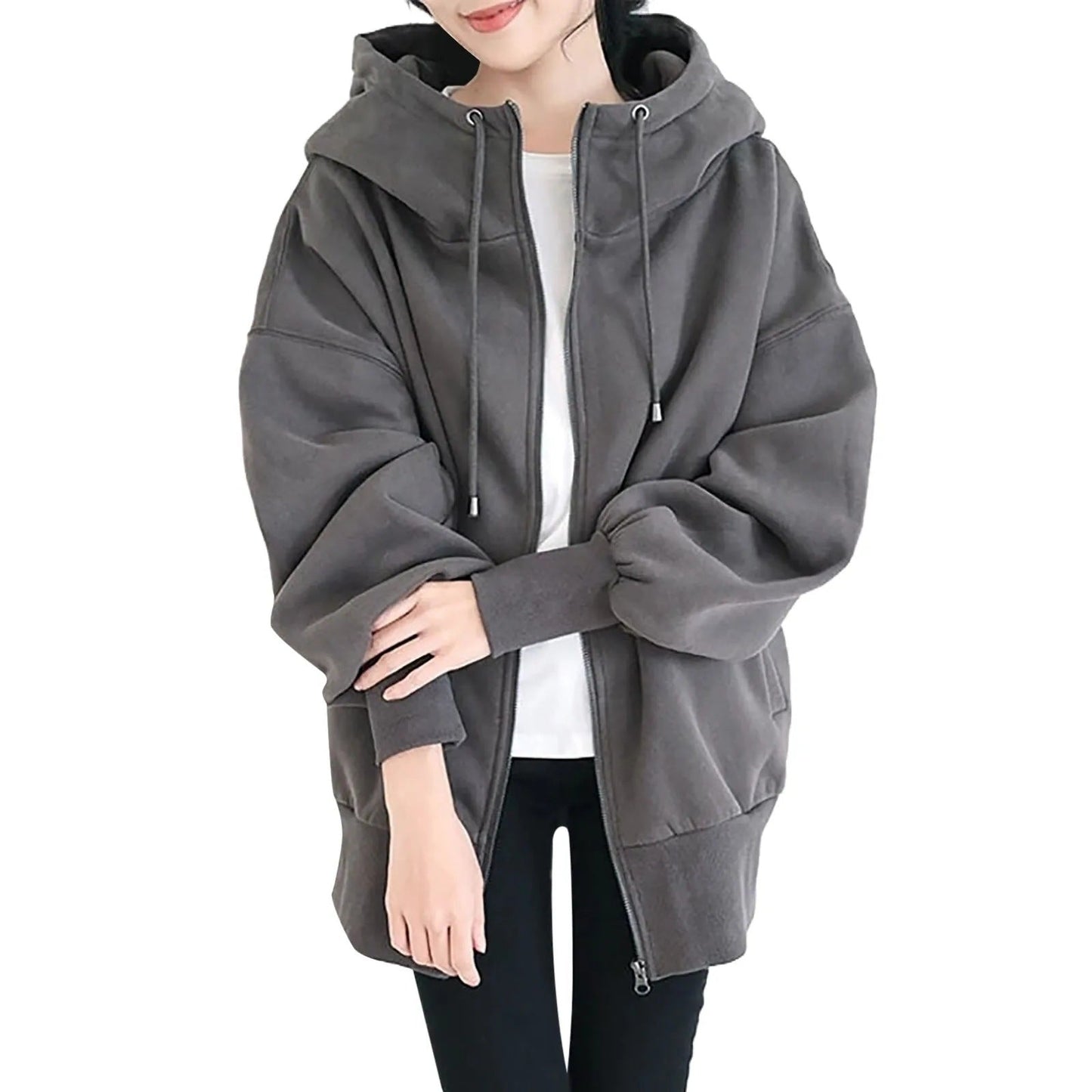 WW | Hooded Long Zip-Up Fleece Hoodies