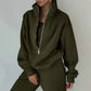 Damen lässiger Oversized-Hoodie und Jogginghose Set mit praktischem Reißverschluss WW