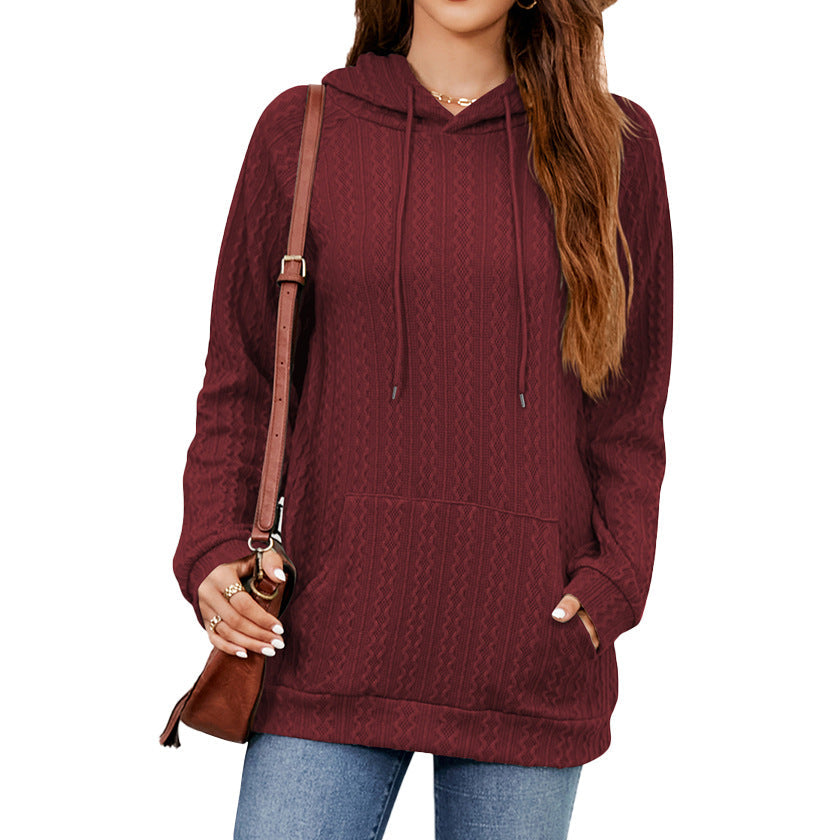 Damen Hoodie mit strukturiertem Muster und praktischer Kängurutasche WW