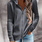 Damen sportliche Kapuzenjacke mit strukturierter Rippoptik und praktischen Taschen WW