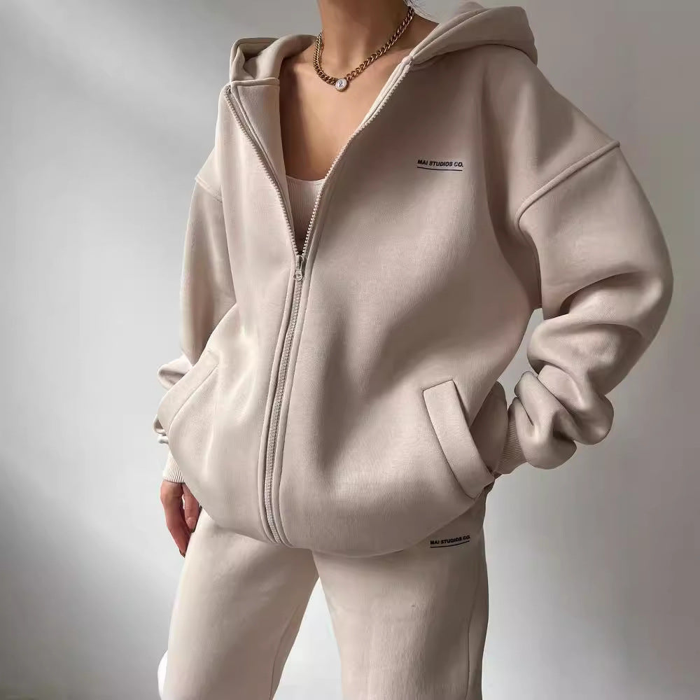 Damen lässiger Oversized Hoodie mit durchgehendem Reißverschluss und praktischen Kängurutaschen WW