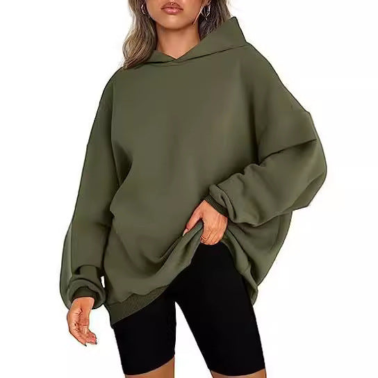 Damen oversized Kapuzenpullover mit seitlichen Schlitzen WW