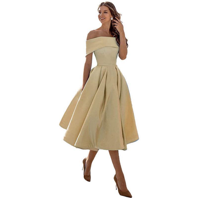 Schulterfreies & Figurbetontes Satin Partykleid für Damen – Mirella