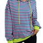 Damen gestreifter Kapuzenpullover mit stylischer Kängurutasche WW