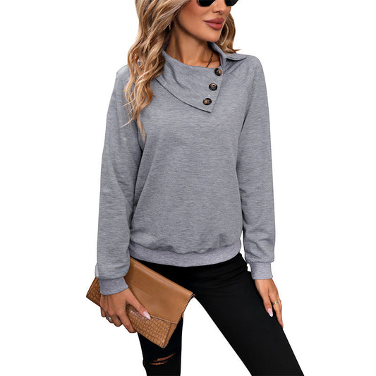 Bequemes Langarm Damen Sweatshirt mit Kragen WW