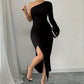 Damen Cocktailkleid One-Shoulder mit Asymmetrischem Schlitz - Dorothea