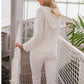 Damen cropped Kapuzenpullover mit strukturiertem Stoff und dekorativen Knöpfen WW
