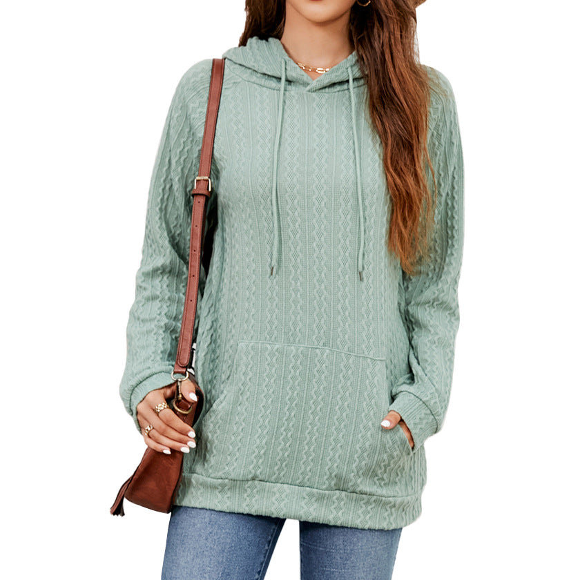 Damen Hoodie mit strukturiertem Muster und praktischer Kängurutasche WW
