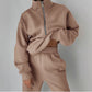 Damen lässiger Oversized-Hoodie und Jogginghose Set mit praktischem Reißverschluss WW