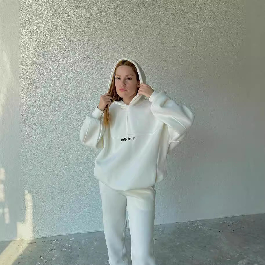 Damen bequemer Hoodie mit weitem Schnitt und praktischen Kängurutaschen WW