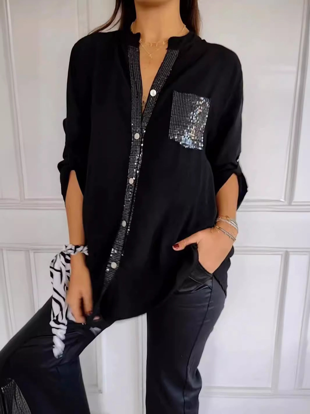 Damen Festliche Button Down Hemd | Langarm