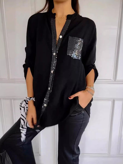 Damen Festliche Button Down Hemd | Langarm