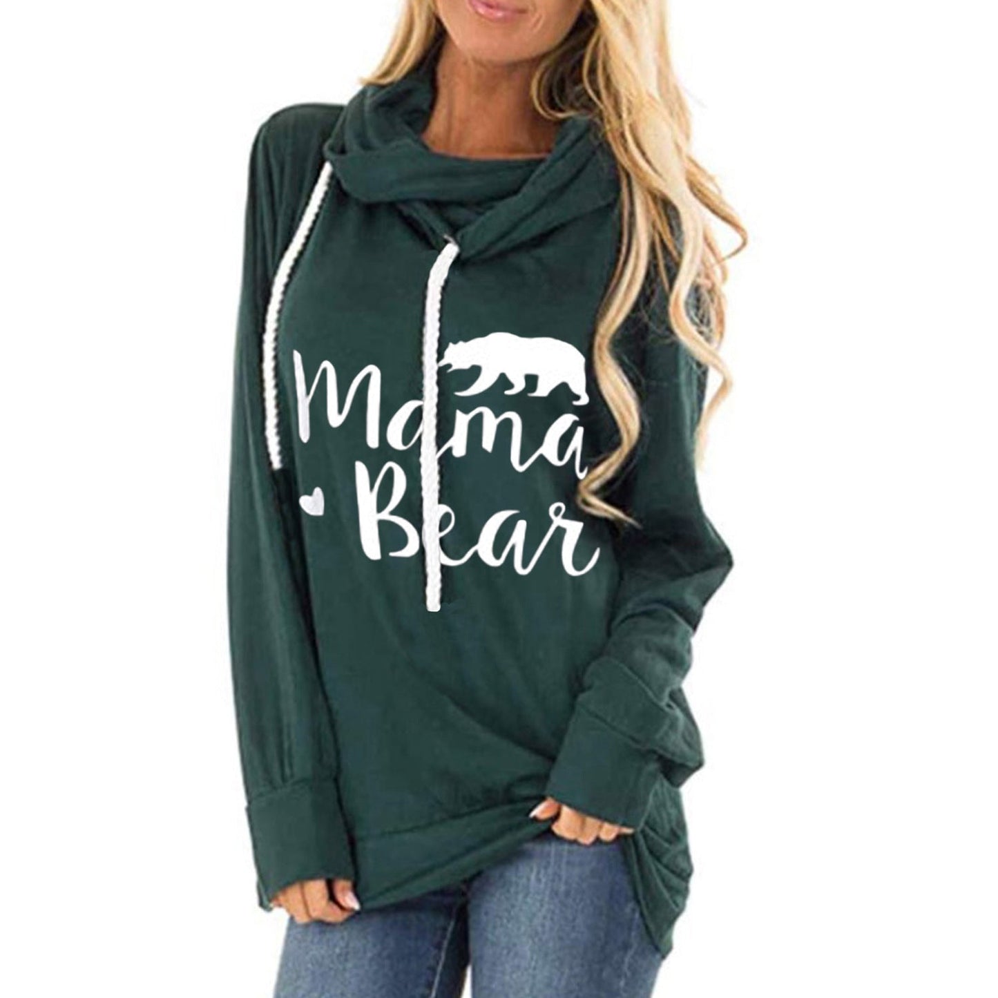 Damen lässiges Kapuzenshirt mit tiefem Ausschnitt und einzigartigem Druck WW