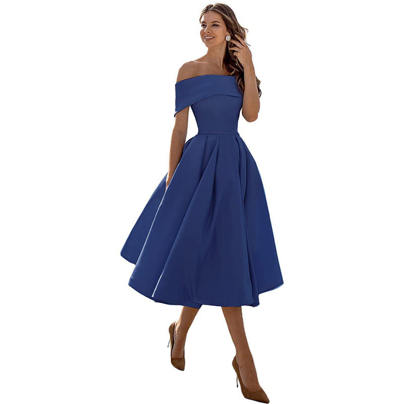 Schulterfreies & Figurbetontes Satin Partykleid für Damen – Mirella