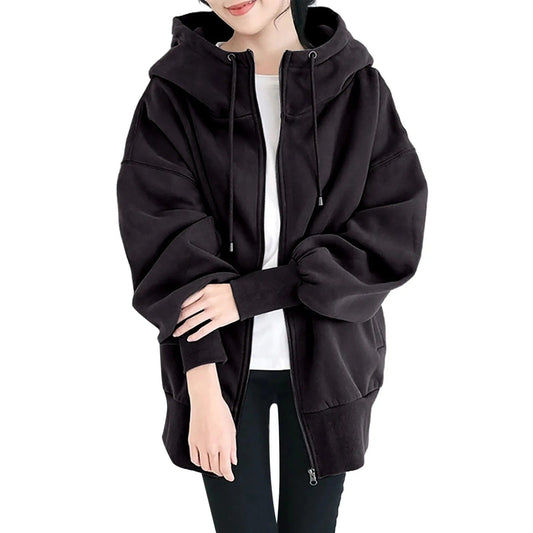 WW | Hooded Long Zip-Up Fleece Hoodies