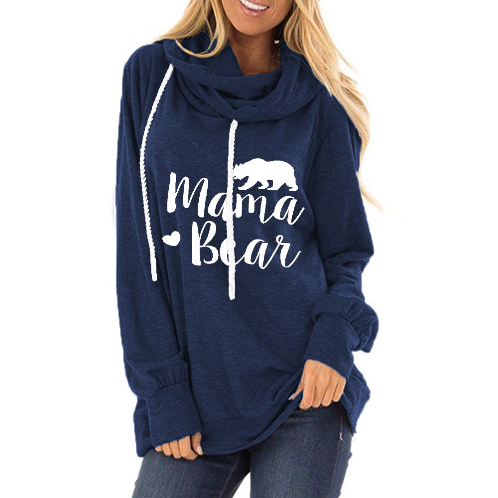 Damen lässiges Kapuzenshirt mit tiefem Ausschnitt und einzigartigem Druck WW