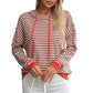 Damen gestreifter Hoodie mit lässigem Schnitt und kontrastierenden Details WW