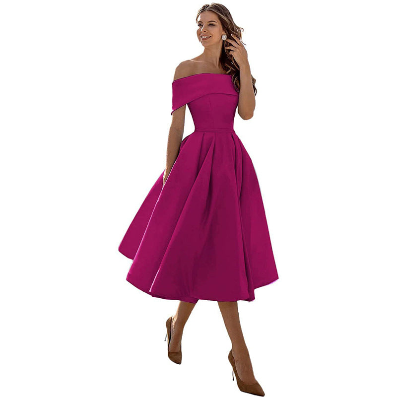 Schulterfreies & Figurbetontes Satin Partykleid für Damen – Mirella