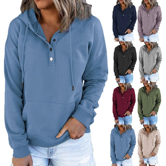 Damen Hoodie mit funktionalen Knopfdetails und lässiger Passform WW