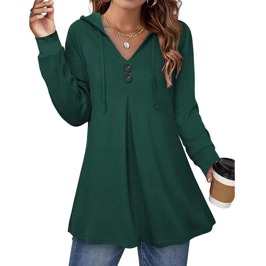 Damen Kapuzenpullover mit Knopfleiste und ausgestelltem Schnitt WW