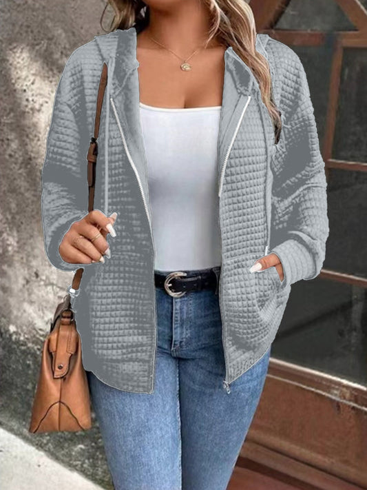 Damen gemütliche Kapuzenjacke aus strukturiertem Material WW