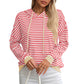 Damen gestreifter Hoodie mit lässigem Schnitt und kontrastierenden Details WW