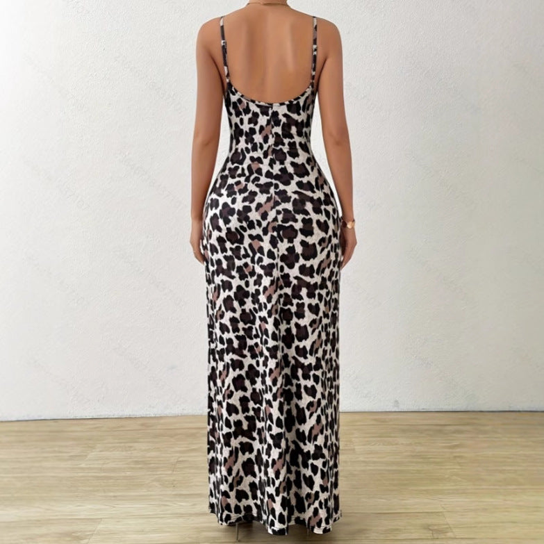 Damen Maxikleid Leopard Druck - Dísella