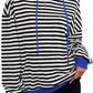 Damen gestreifter Kapuzenpullover mit stylischer Kängurutasche WW