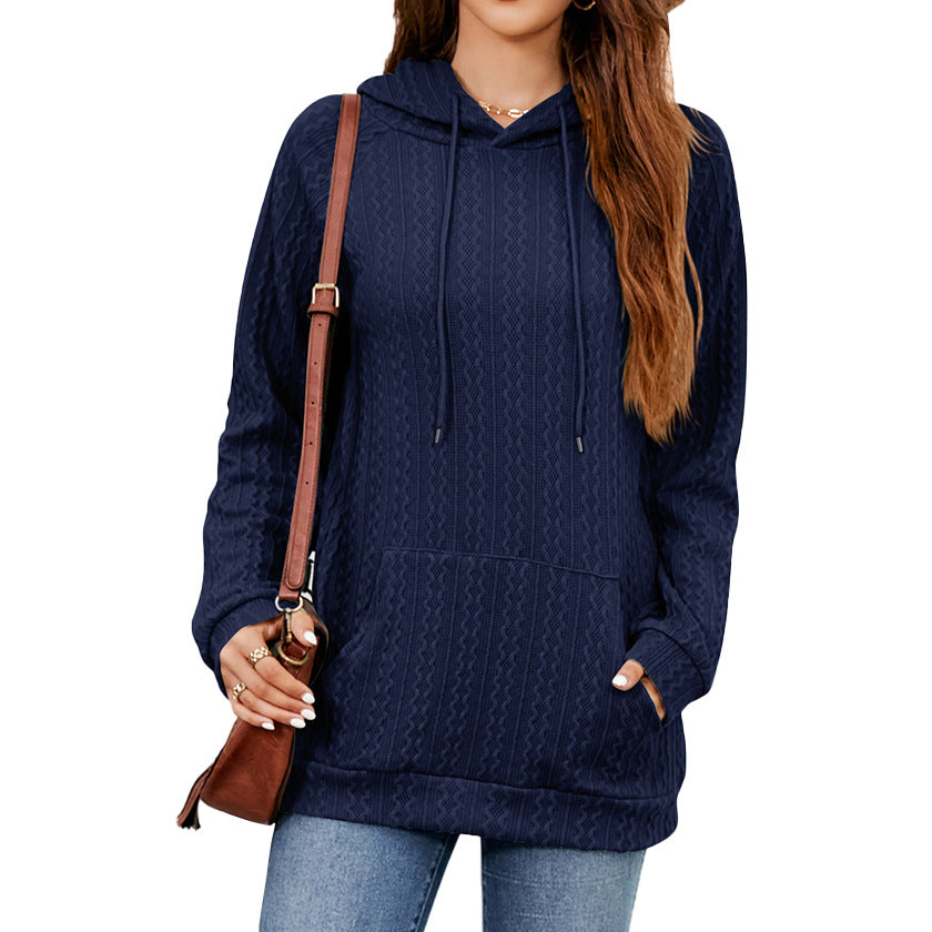 Damen Hoodie mit strukturiertem Muster und praktischer Kängurutasche WW