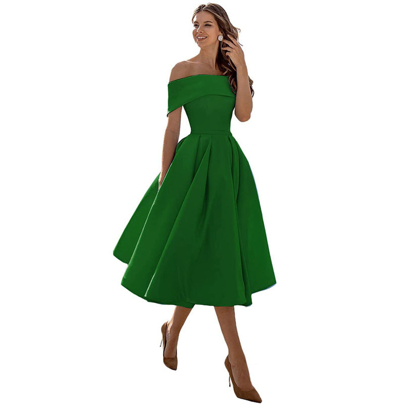 Schulterfreies & Figurbetontes Satin Partykleid für Damen – Mirella