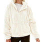 Damen Flauschige Kapuzenjacke mit praktischen Taschen und Reisverschluss WW