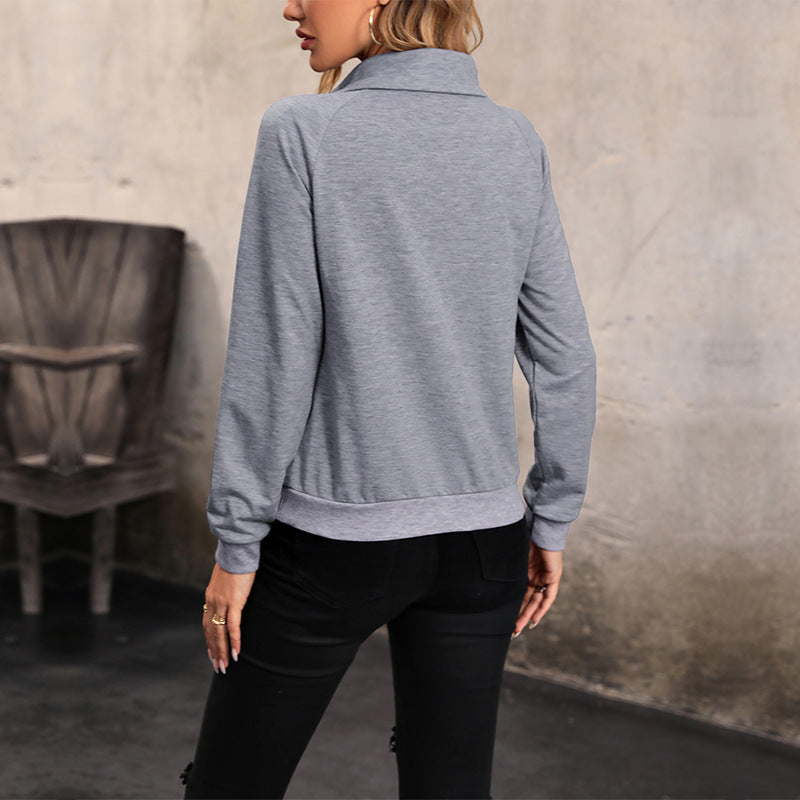 Bequemes Langarm Damen Sweatshirt mit Kragen WW