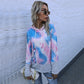 Damen Kapuzenpullover mit innovativem Farbverlauf und maritimen Streifen WW