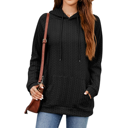 Damen Hoodie mit strukturiertem Muster und praktischer Kängurutasche WW