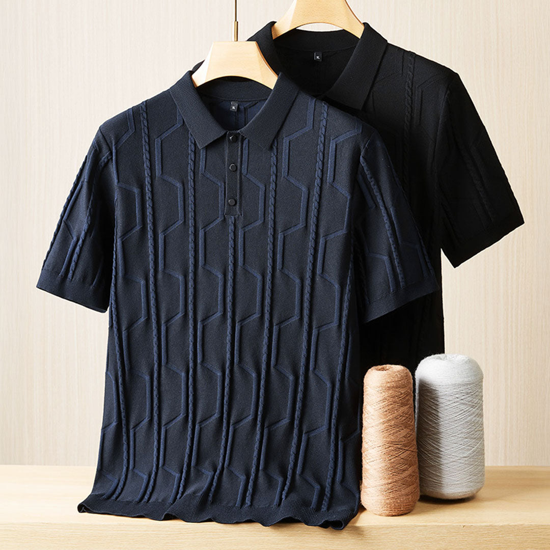 Jacquard Kurzarm Herren Poloshirt